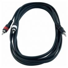 CABLE PATCH 3MT 2xRCA-MINI PLUG RCL20904D4 BK ROCKCABLE